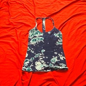 Hard Tail Women's Navy and Green  Sports Top